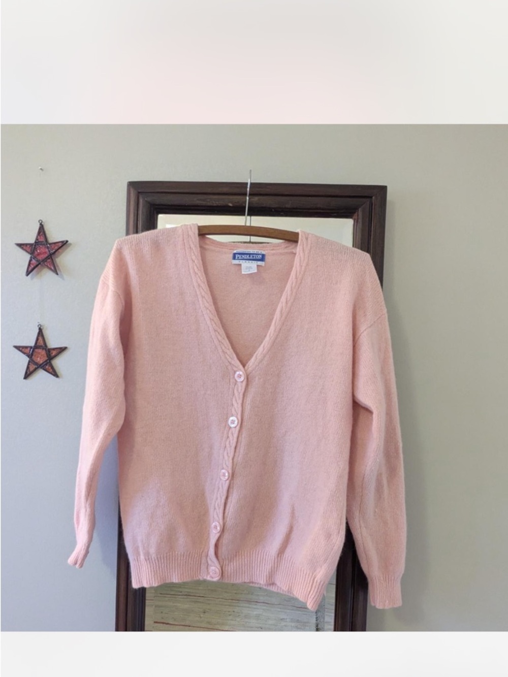 Pendleton Light Pink V-Neck Button Cardigan